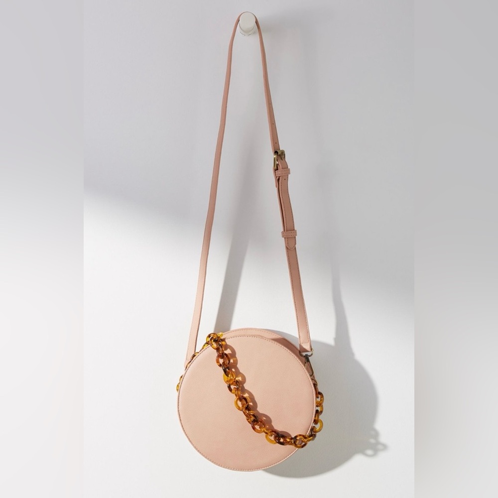 Like New! Anthropologie Chained Circle Crossbody Bag • Rose/Tortoise